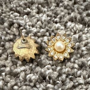 Gold and Pearl Sunflower Earrings